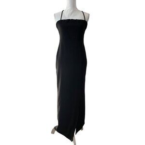 Womens Black Elegant Sleeveless MaxiDress Crisscross Back Straps Evening Wear L